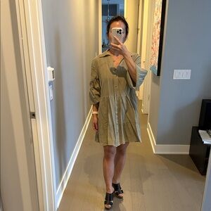 Army green Zara tiered dress